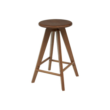 Ceren MidCentury Industrial Round Solid Wood Backless Counter Stool